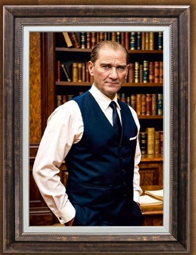 Çerçeveli Deri Atatürk Tablosu ürün örneği