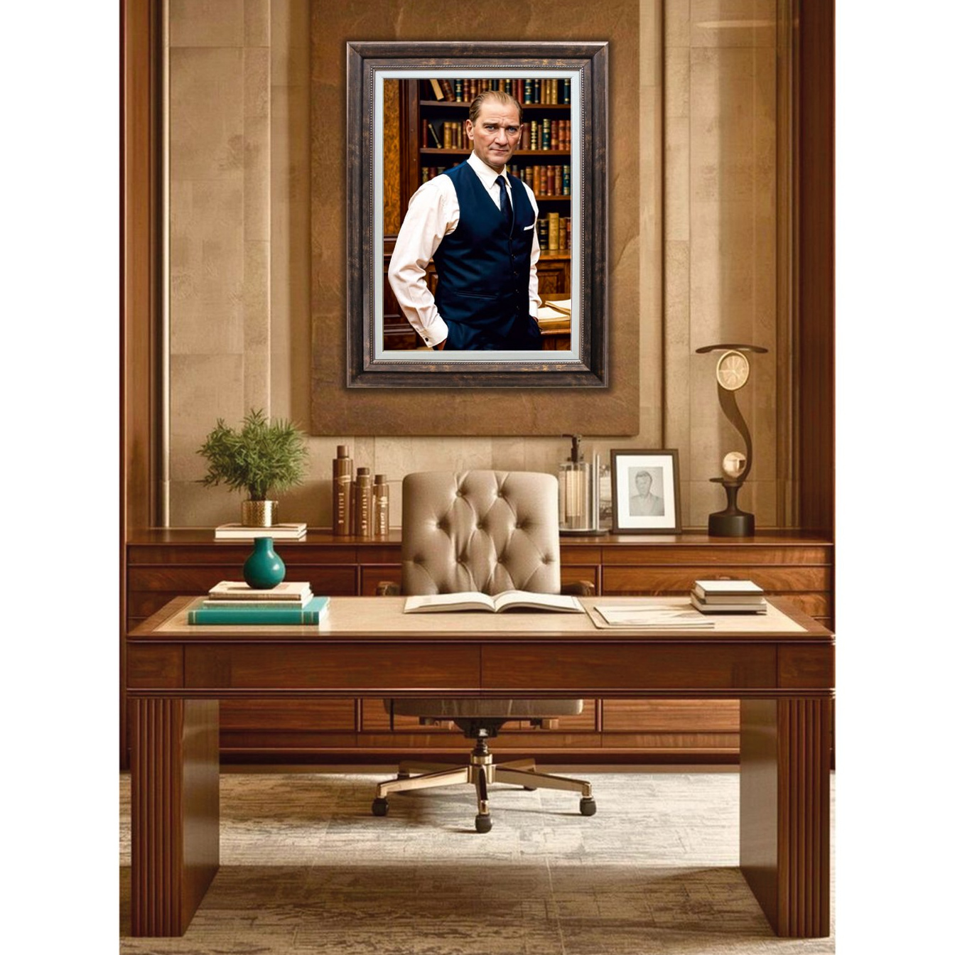 Çerçeveli Deri Atatürk Tablosu #33 – ÇDT02046 – Çerçeveli Deri Atatürk Tablosu
