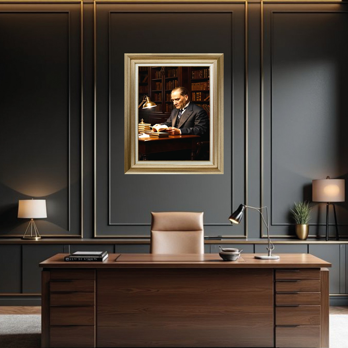 Çerçeveli Deri Atatürk Tablosu #32 – ÇDT02045 – Çerçeveli Deri Atatürk Tablosu